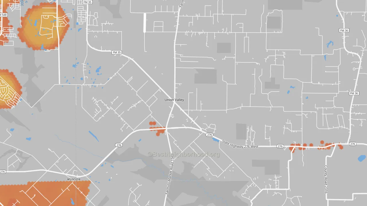 Bike Grade map of Union Valley, TX