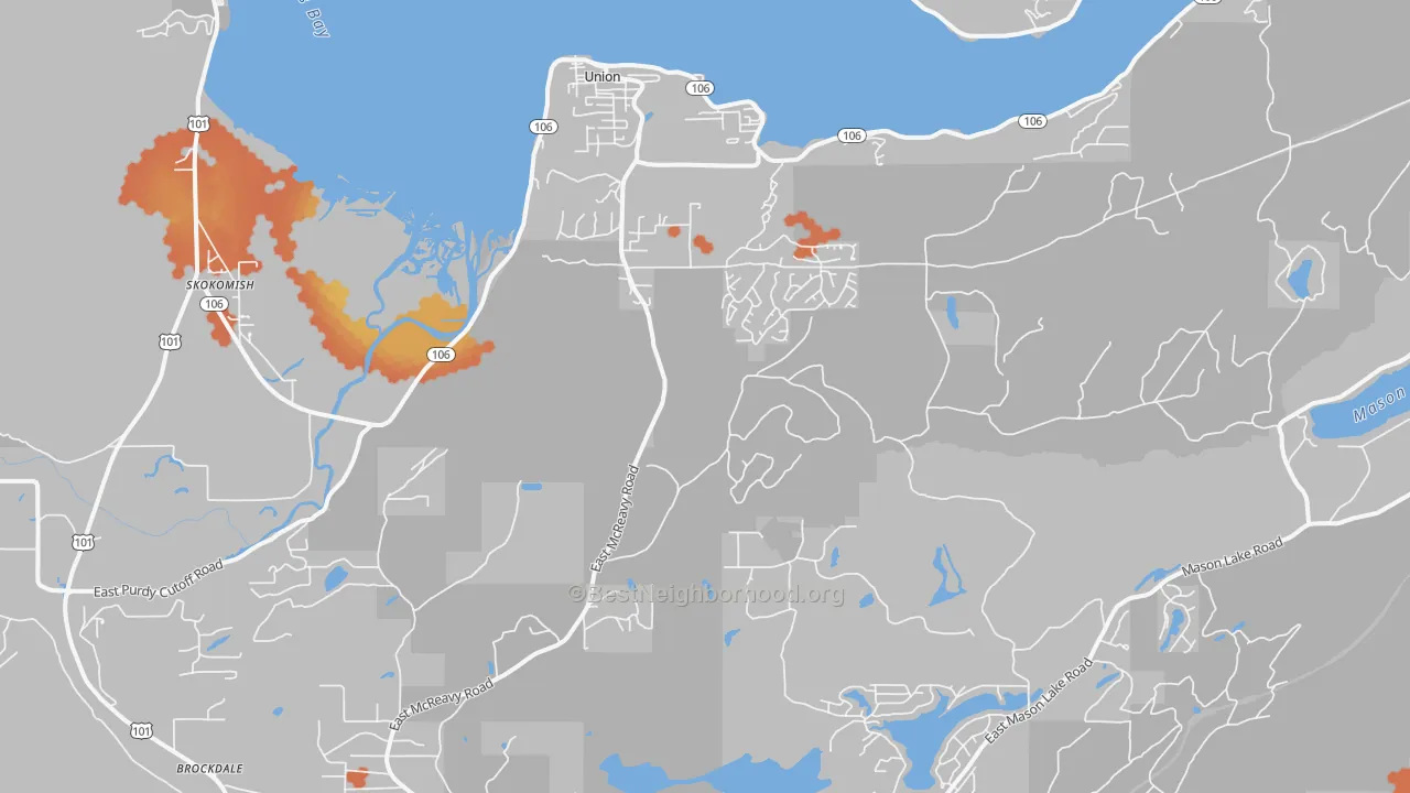 Bike Grade map of Union, WA