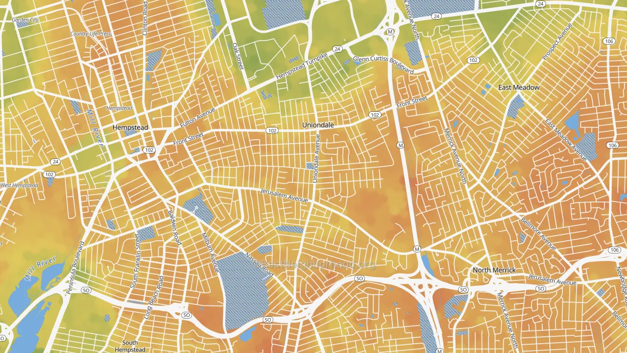 Bike Grade map of Uniondale, NY