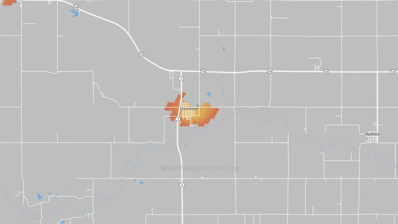 Bike Grade map of Uniontown, KS