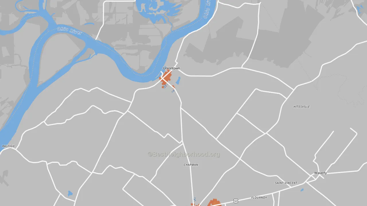 Bike Grade map of Uniontown, KY