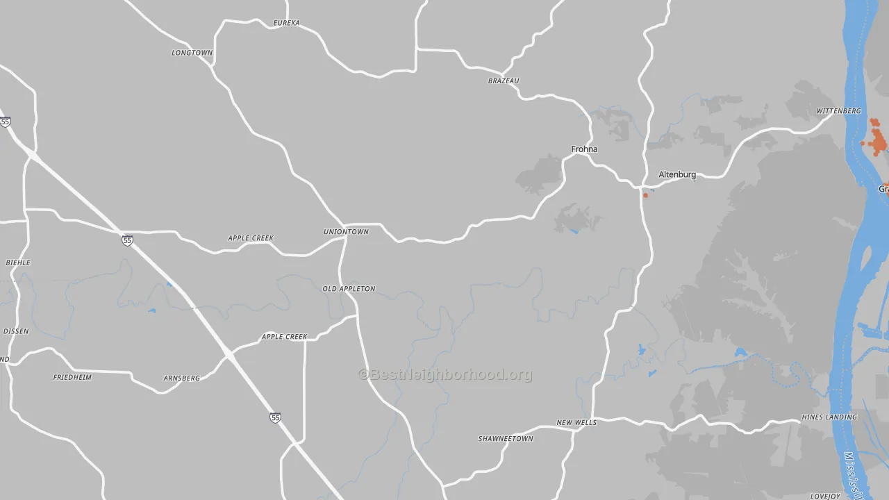 Bike Grade map of Uniontown, MO
