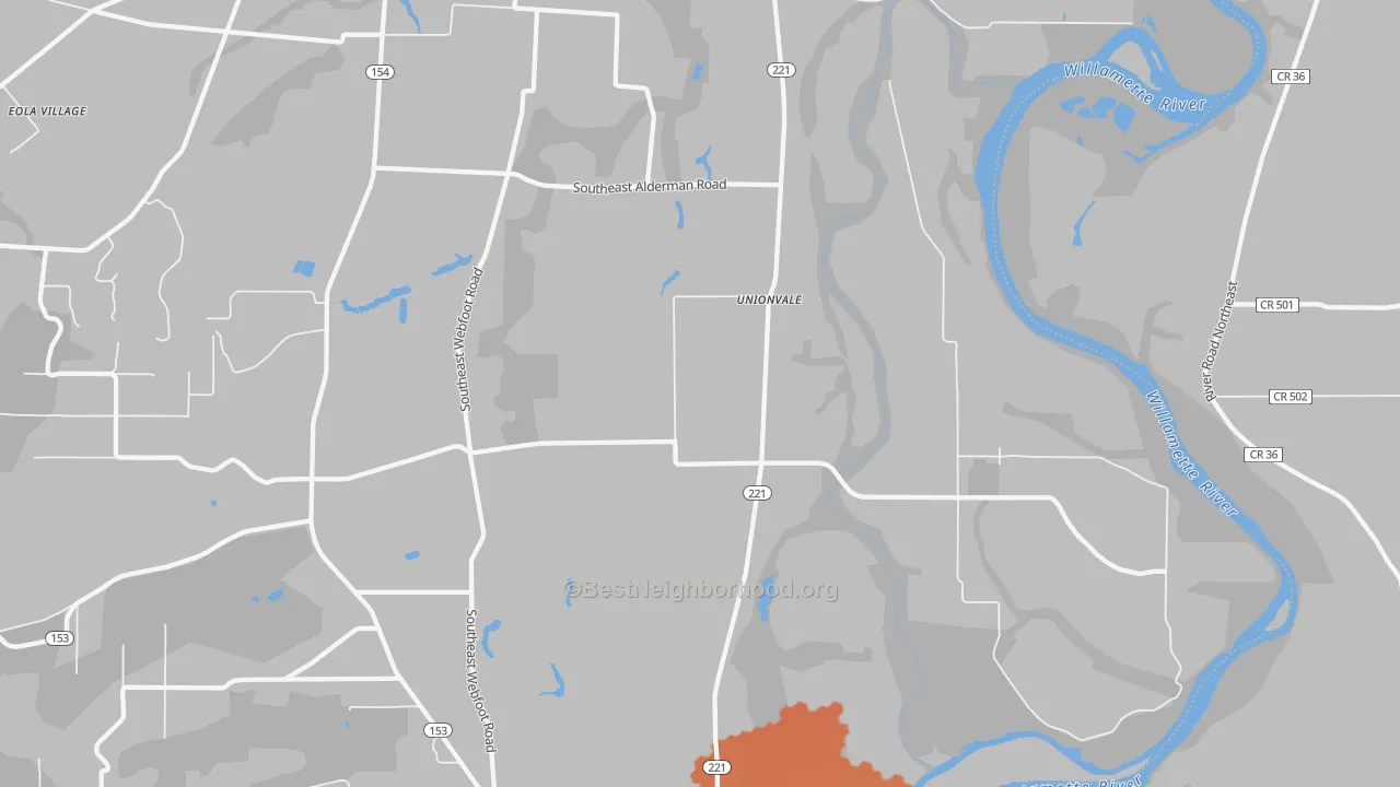 Bike Grade map of Unionvale, OR