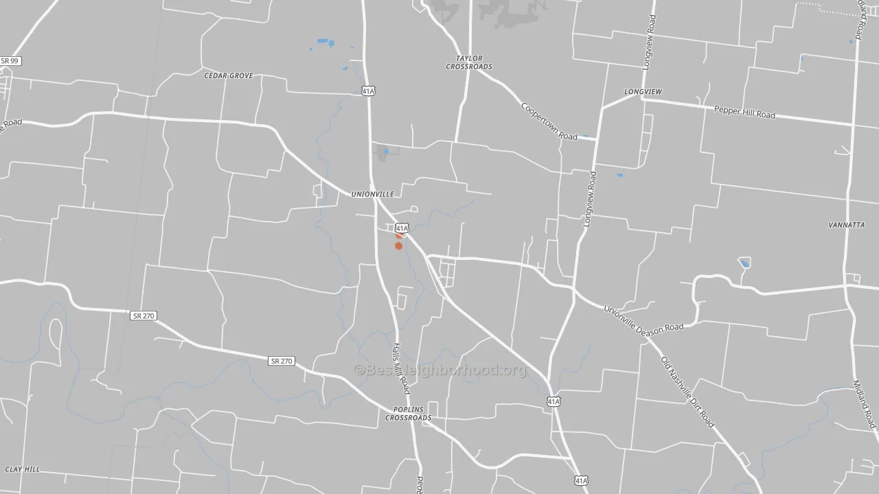 Bike Grade map of Unionville, TN