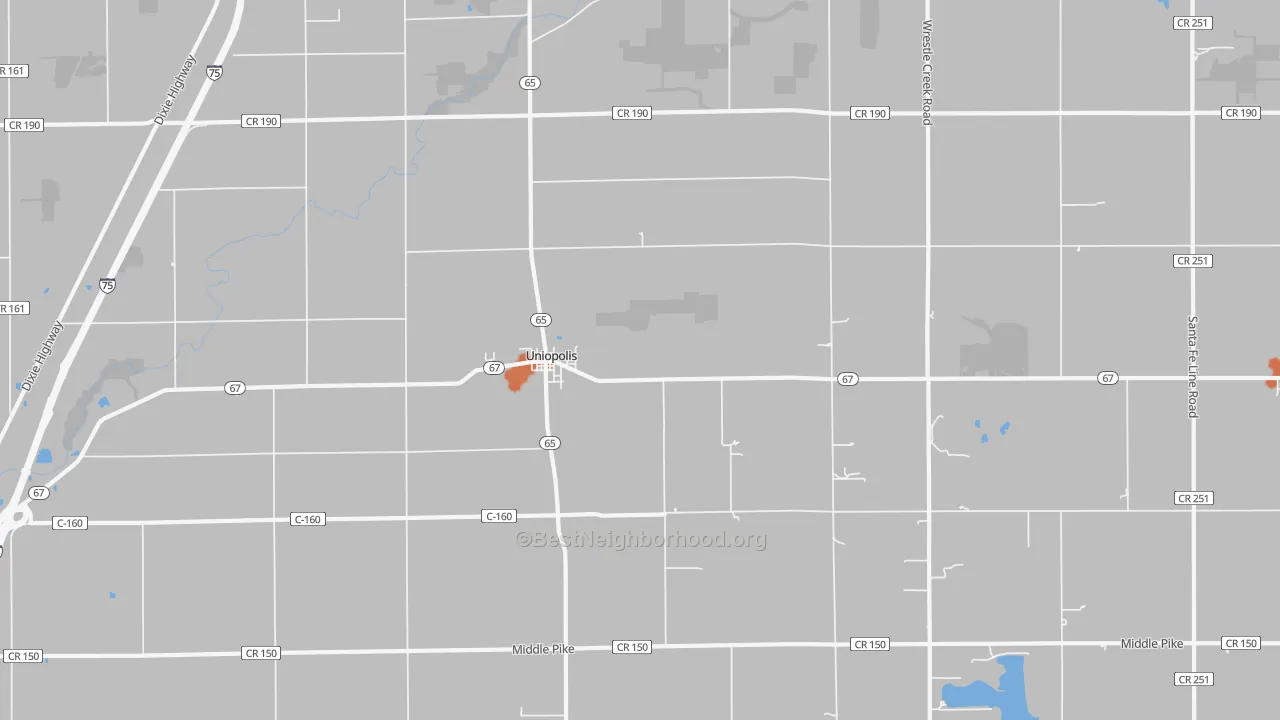 Bike Grade map of Uniopolis, OH