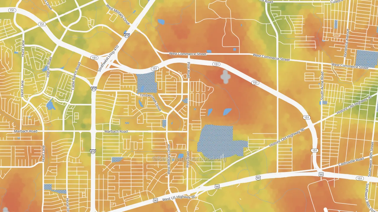 Bike Grade map of United Westwood, San Antonio, TX
