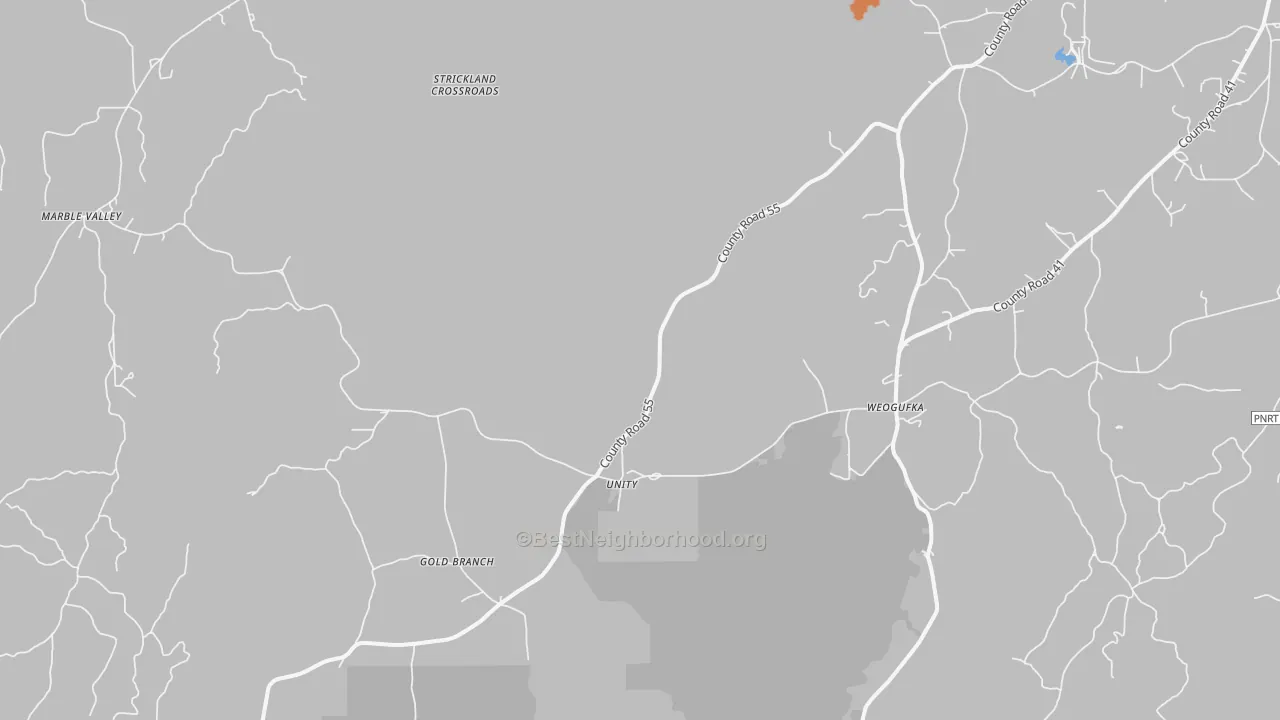 Bike Grade map of Unity, AL