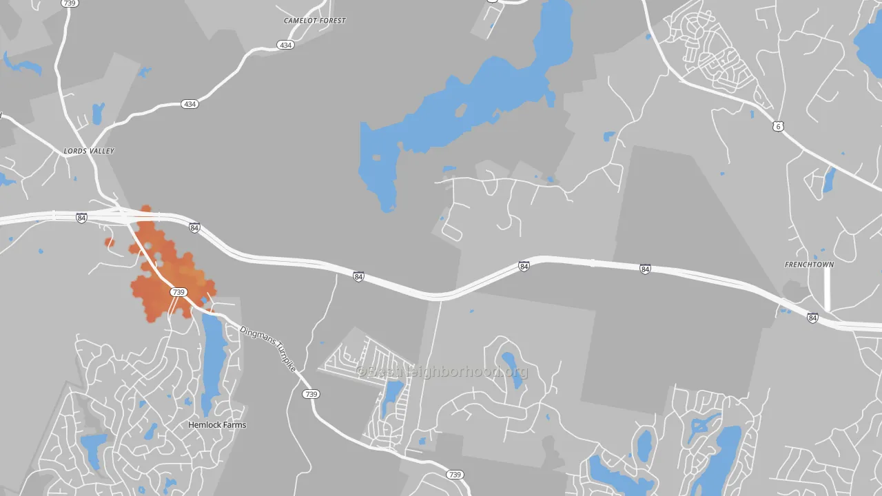 Bike Grade map of Unity House, PA