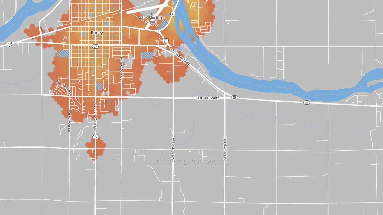 Bike Grade map of Unity, ID
