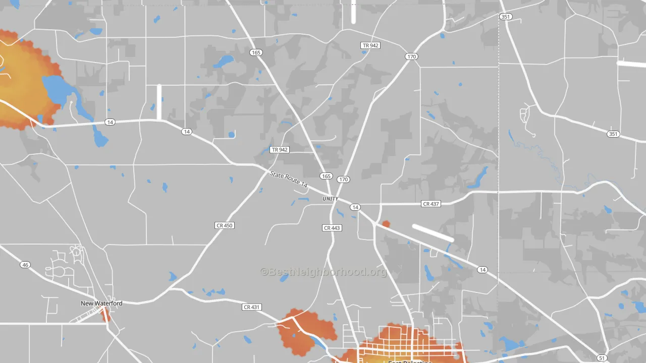 Bike Grade map of Unity, OH
