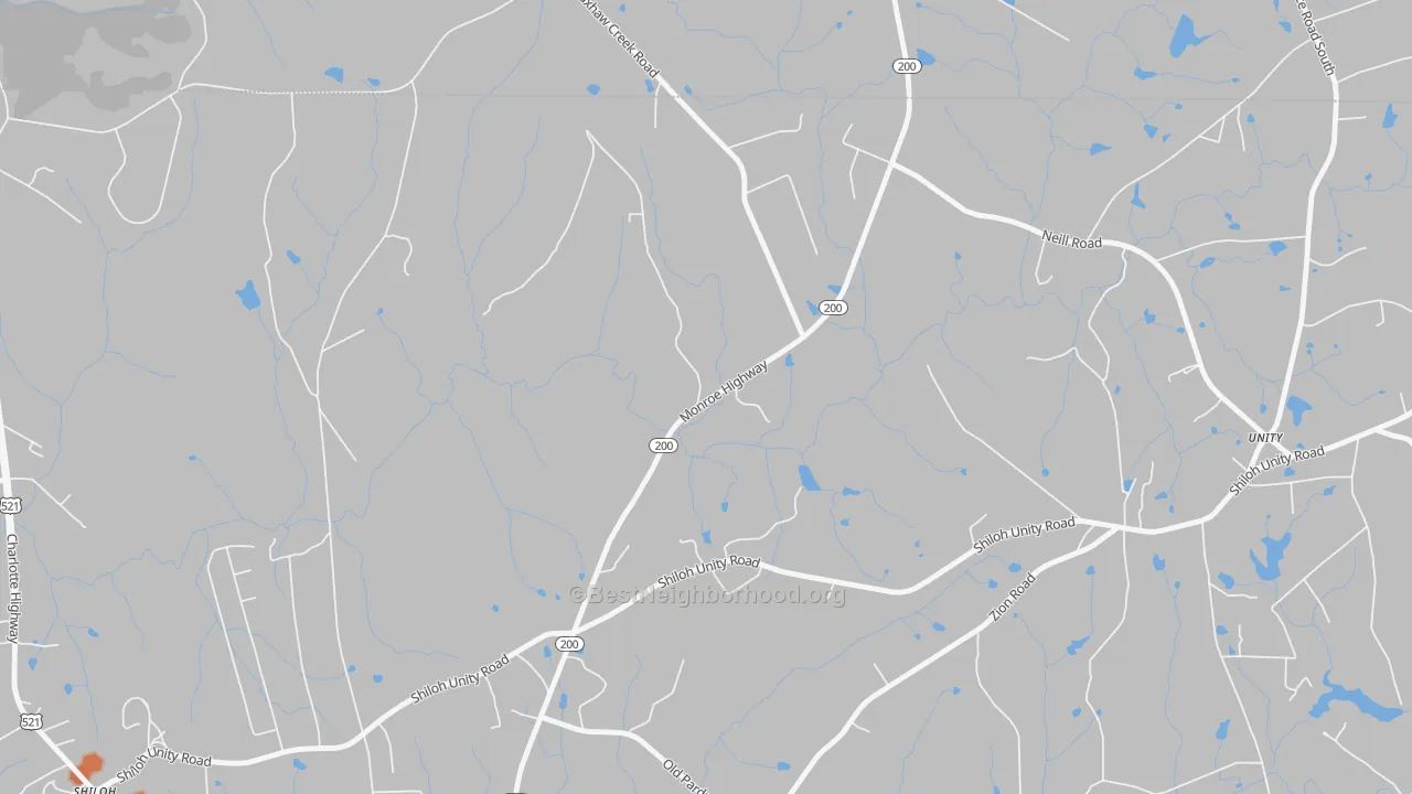 Bike Grade map of Unity, SC