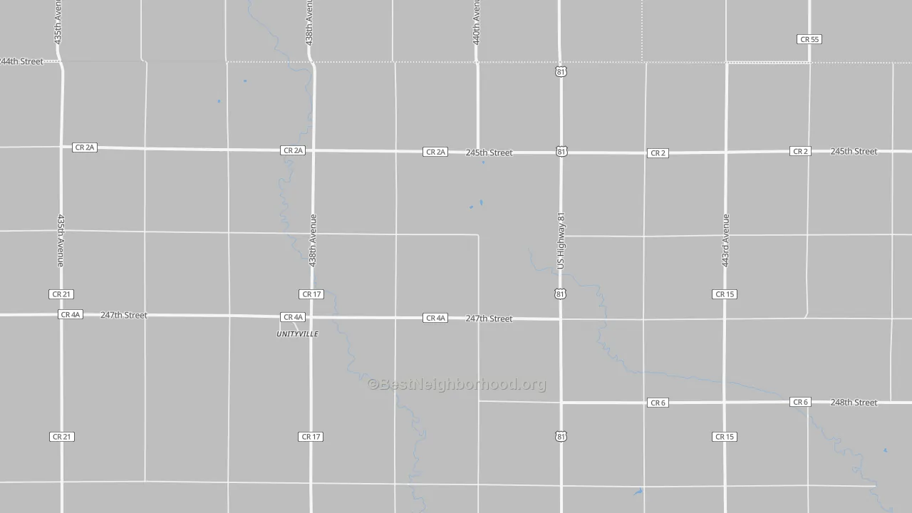 Bike Grade map of Unityville, SD