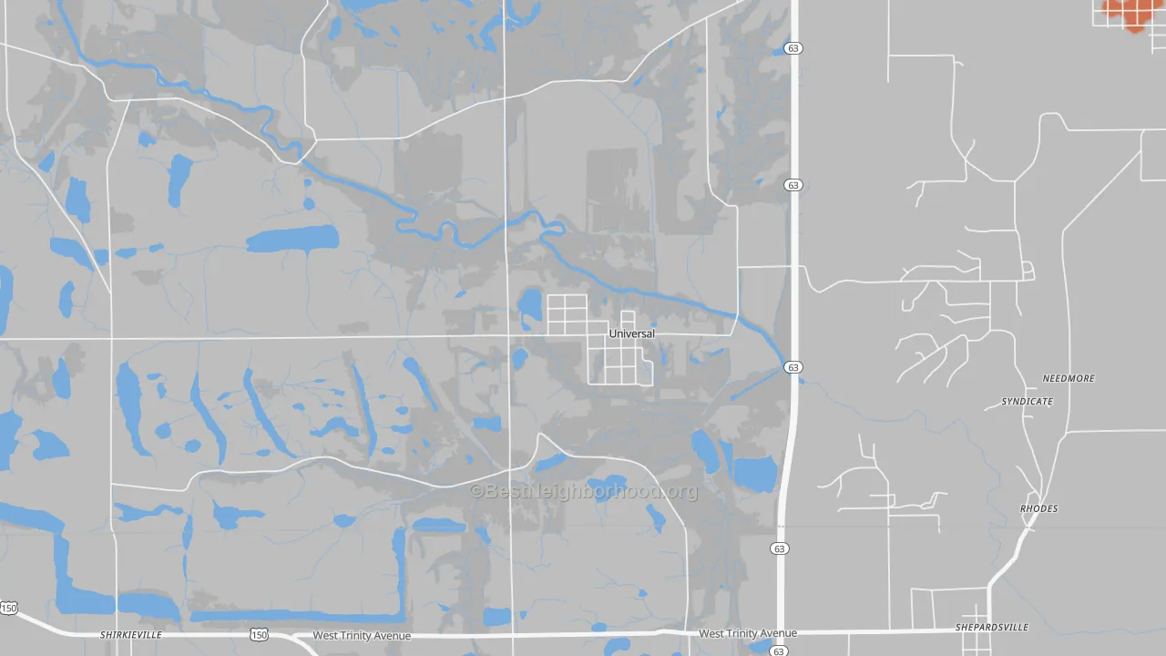 Bike Grade map of Universal, IN