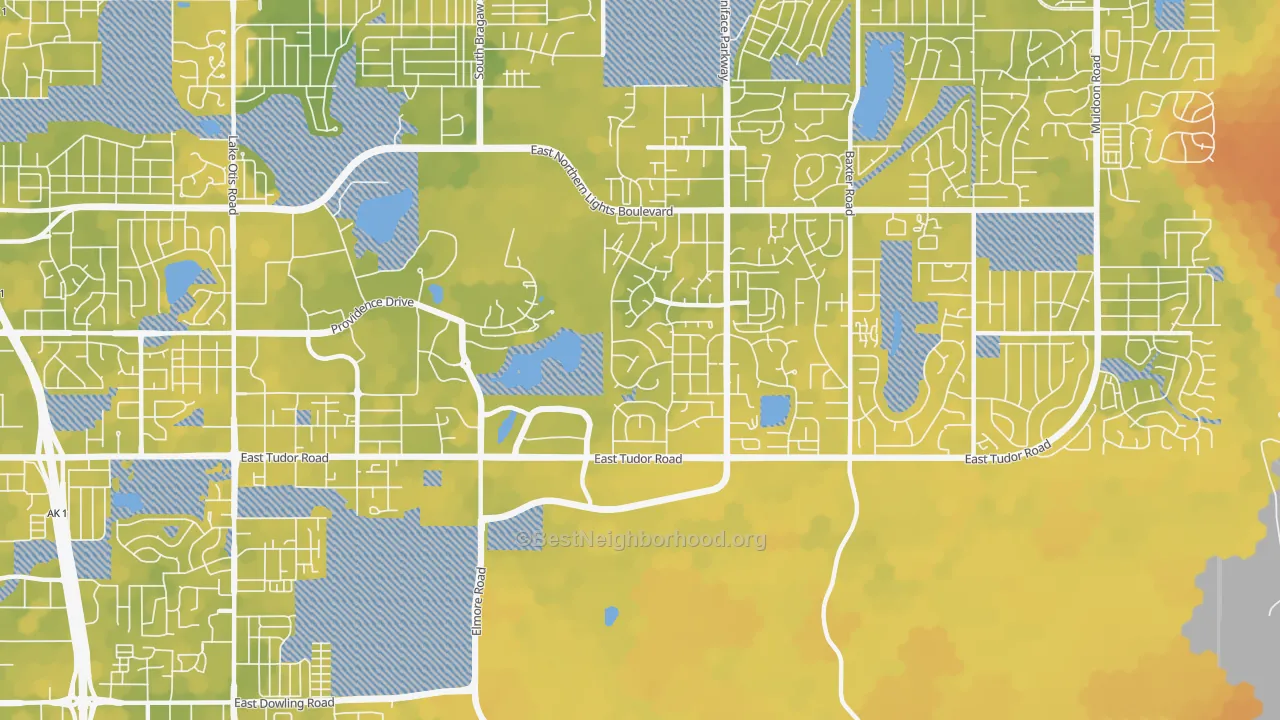 Bike Grade map of University Area, Anchorage, AK