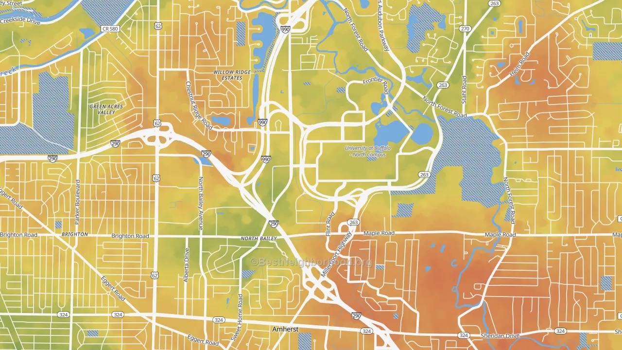 Bike Grade map of University at Buffalo, NY