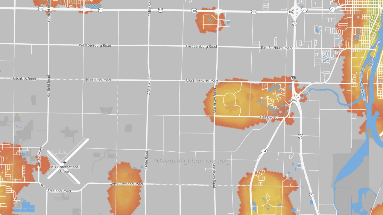 Bike Grade map of University Center, MI