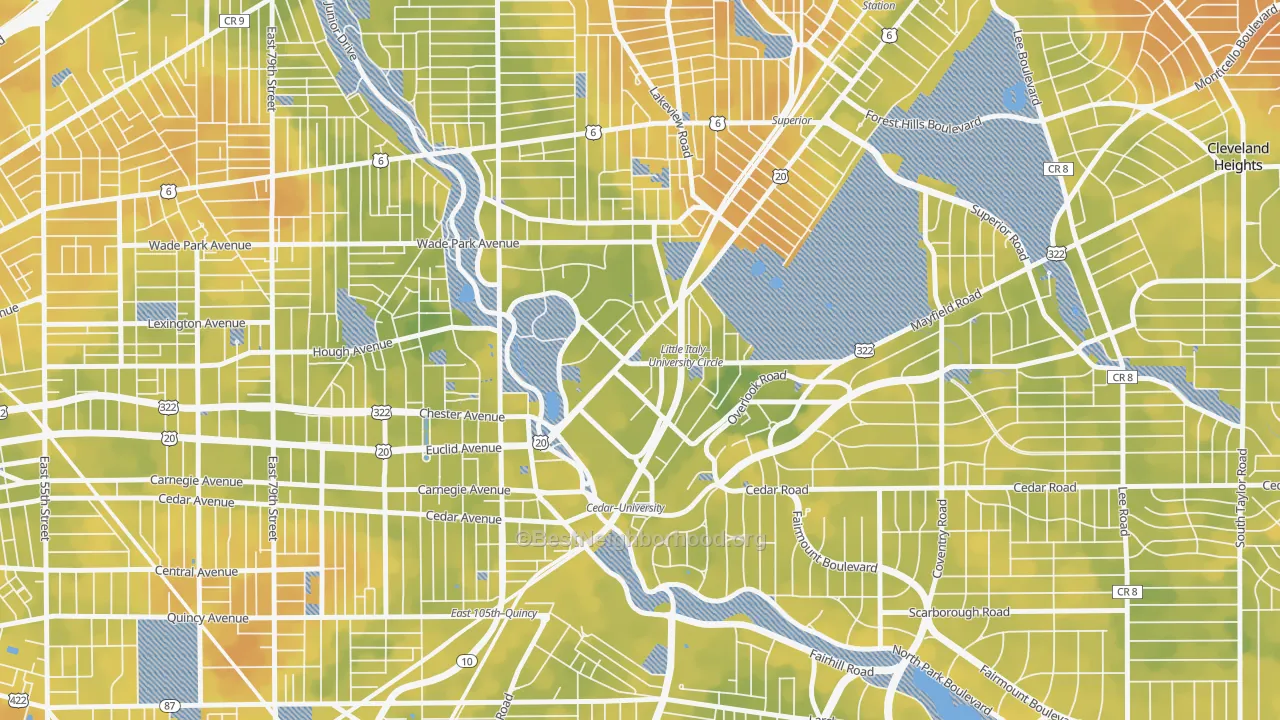 Bike Grade map of University District, Cleveland, OH