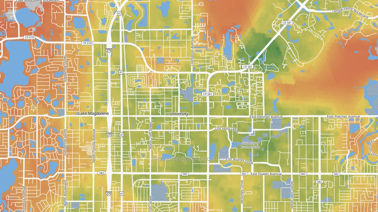 Bike Grade map of University, FL