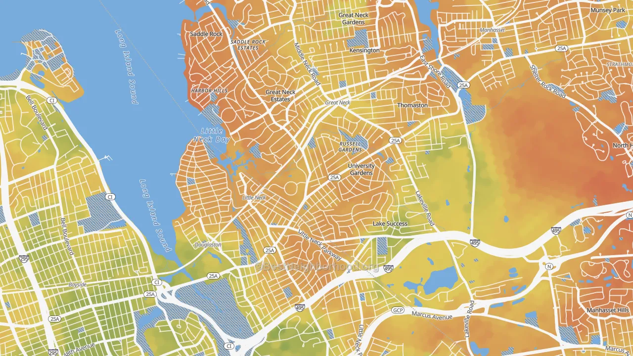 Bike Grade map of University Gardens, Great Neck, NY