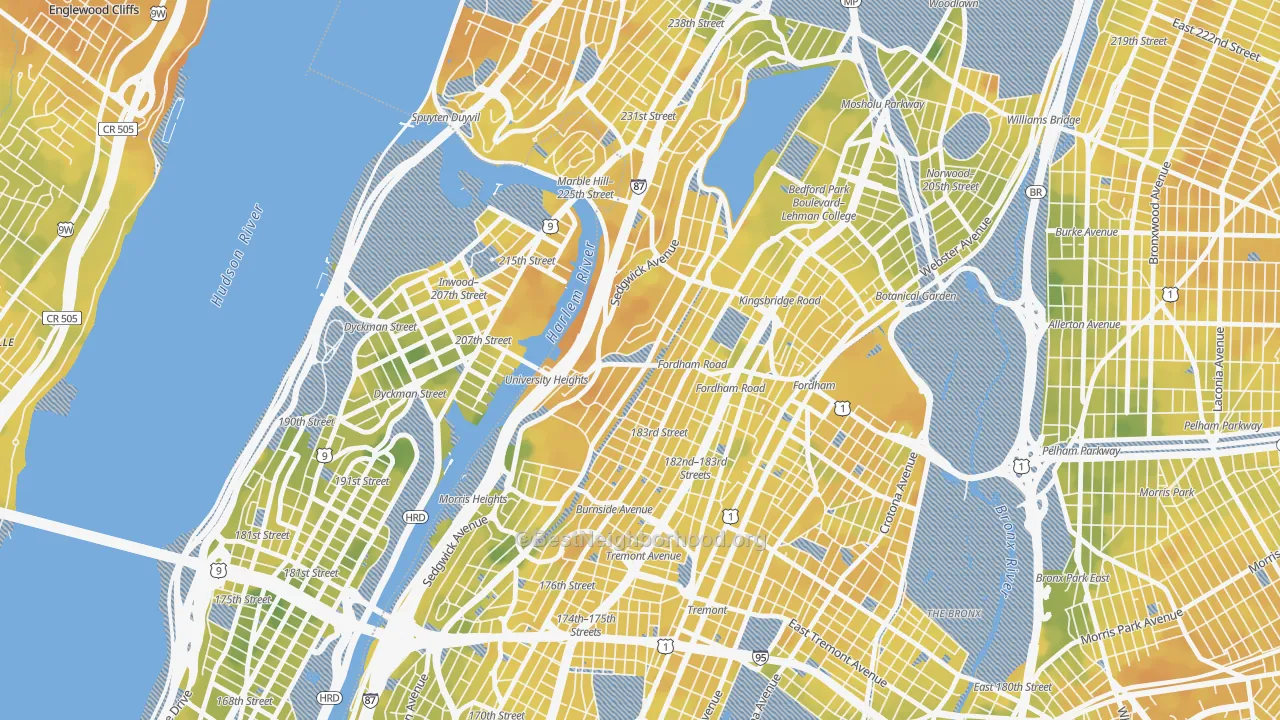 Bike Grade map of University Heights, Bronx, NY