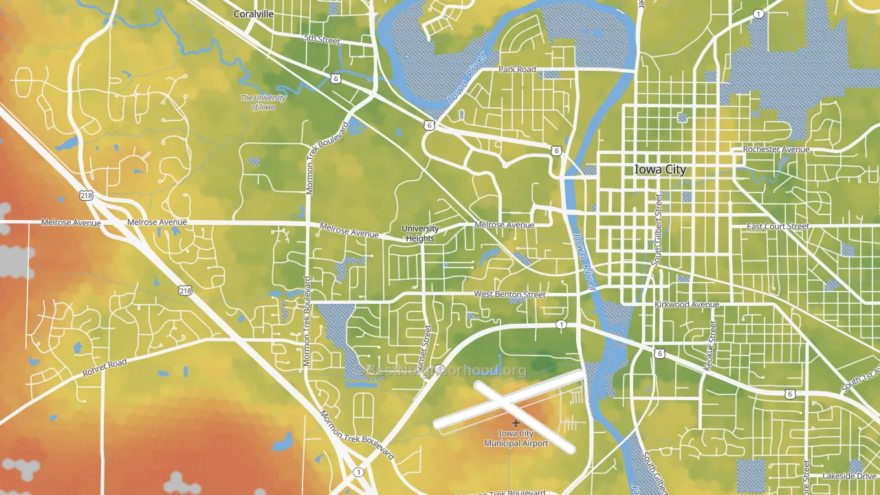 Bike Grade map of University Heights, IA
