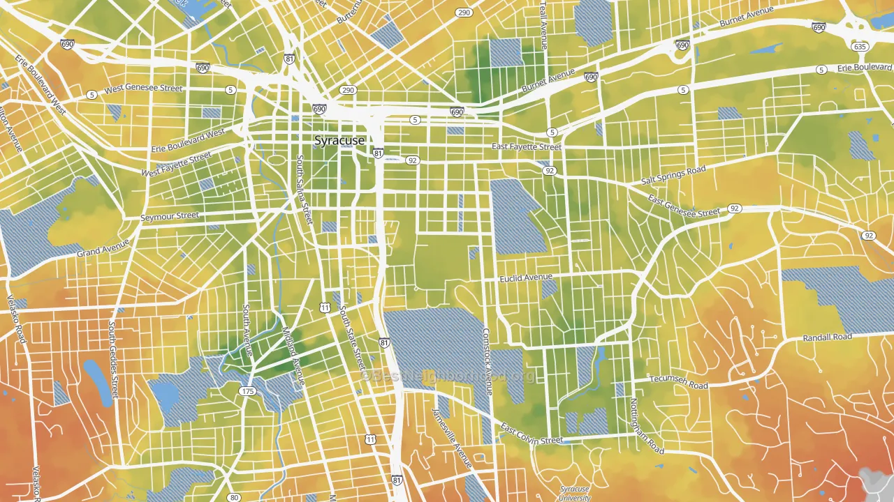Bike Grade map of University Hill, Syracuse, NY