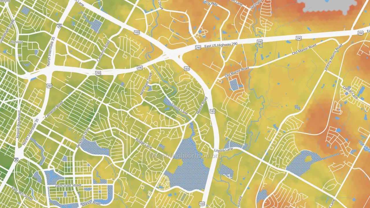 Bike Grade map of University Hills, Austin, TX