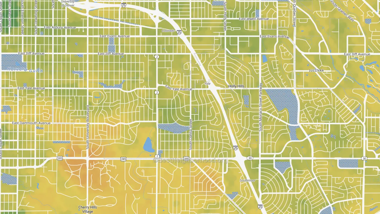 Bike Grade map of University Hills, Denver, CO
