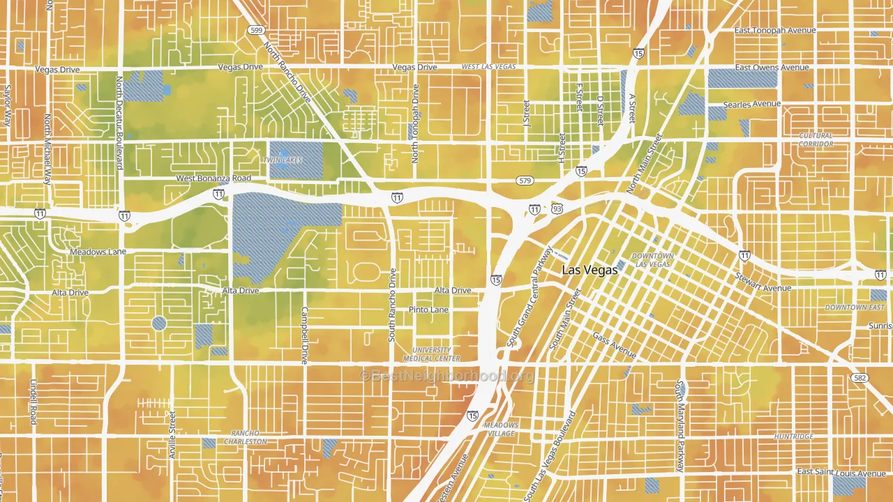 Bike Grade map of University Medical Center, Las Vegas, NV