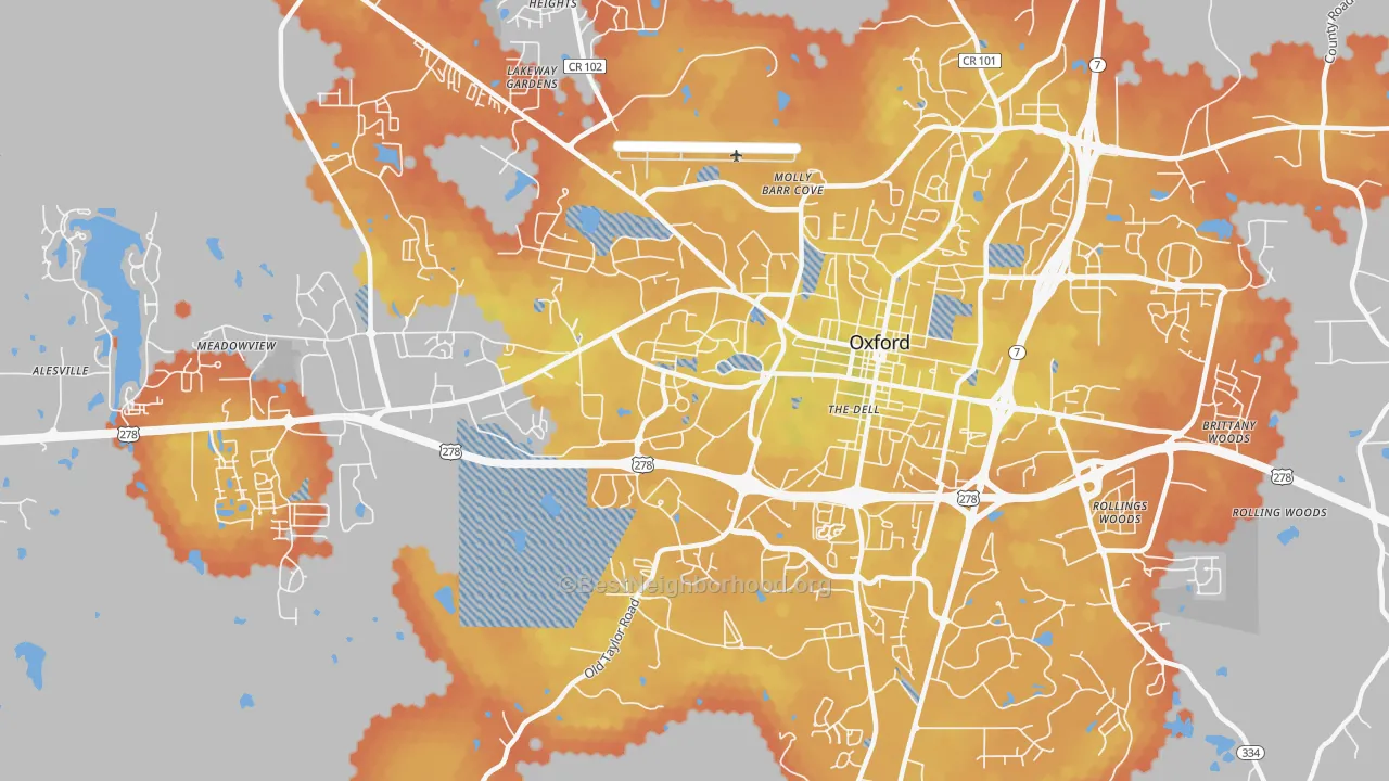 Bike Grade map of University, MS