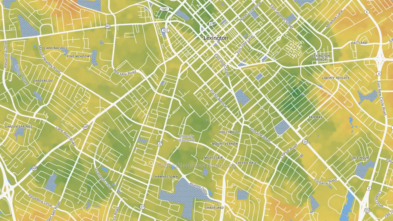 Bike Grade map of University of Kentucky, Lexington, KY