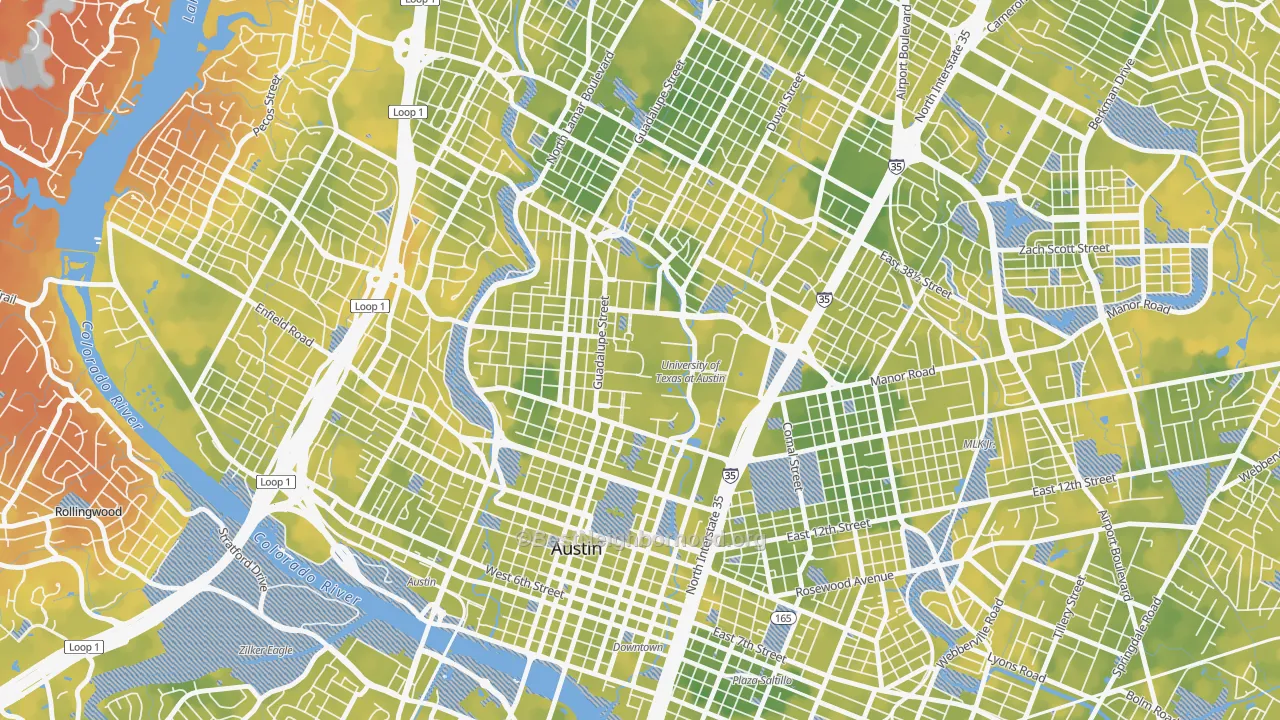 Bike Grade map of University Of Texas, Austin, TX