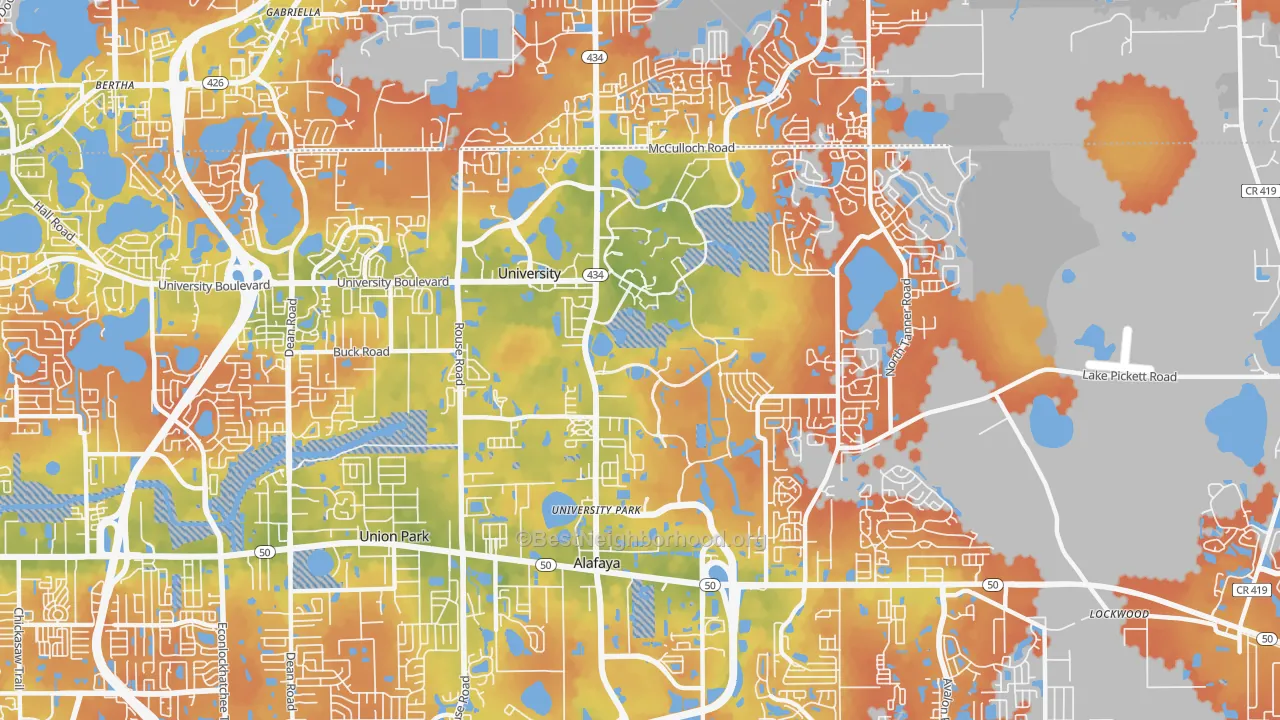 Bike Grade map of university, Orlando, FL
