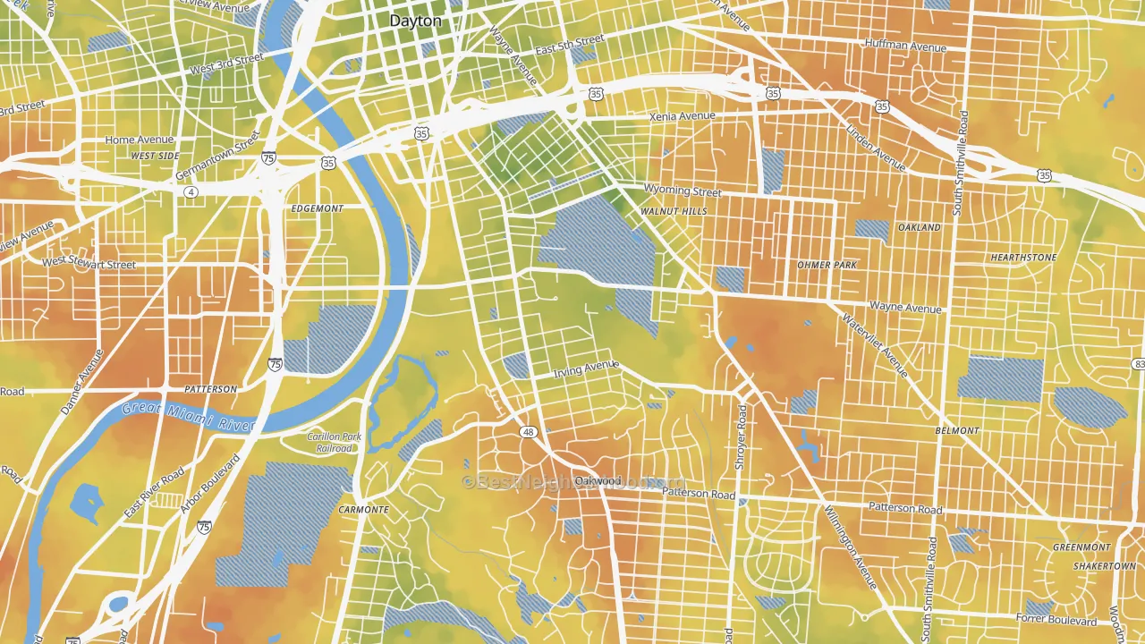 Bike Grade map of University Park, Dayton, OH