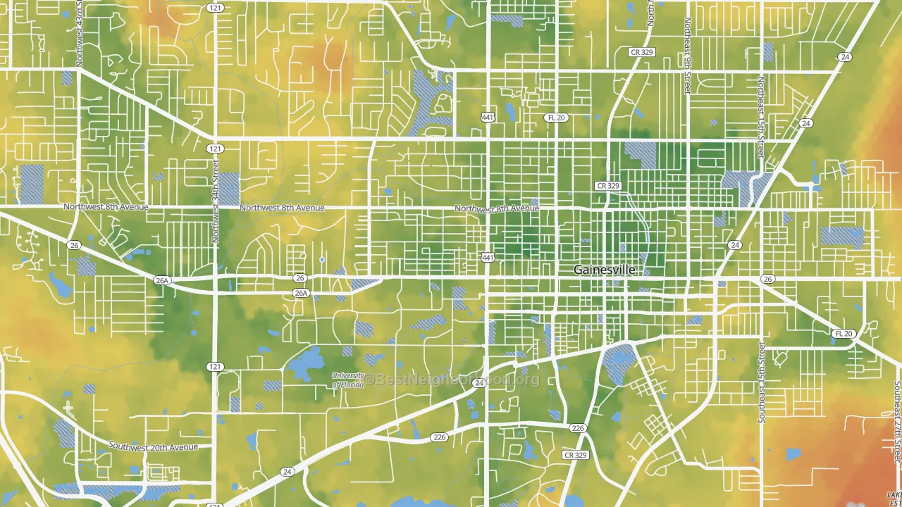 Bike Grade map of University Park-Gainsville, Gainesville, FL