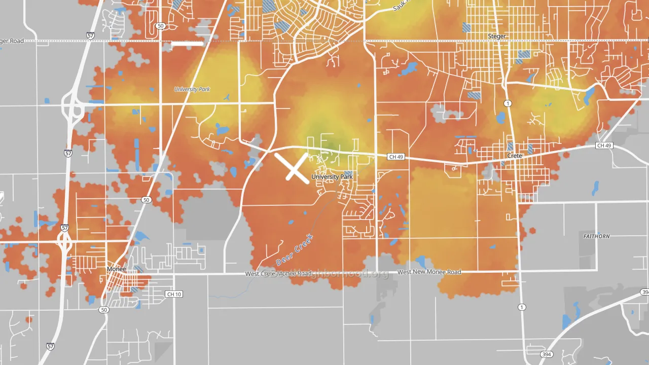 Bike Grade map of University Park, IL