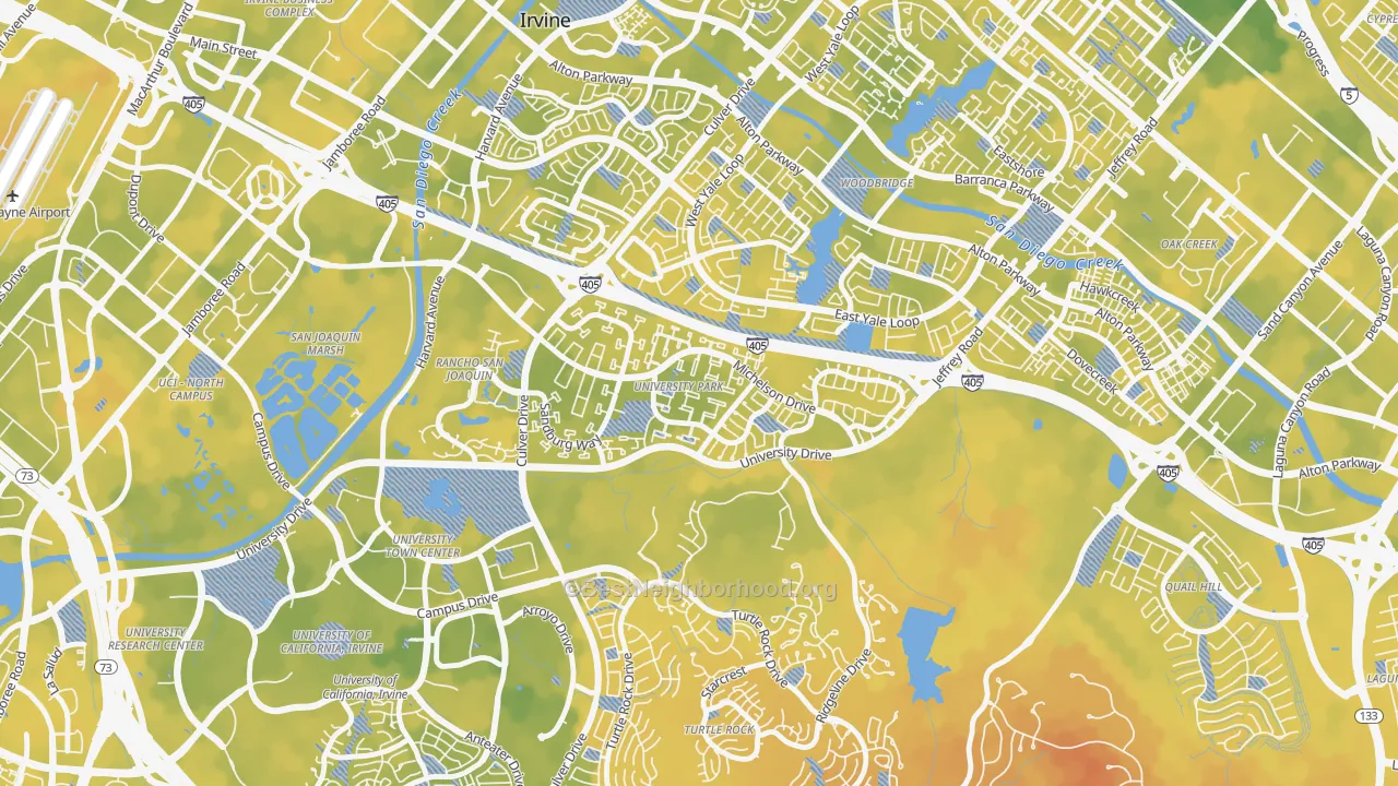 Bike Grade map of University Park, Irvine, CA