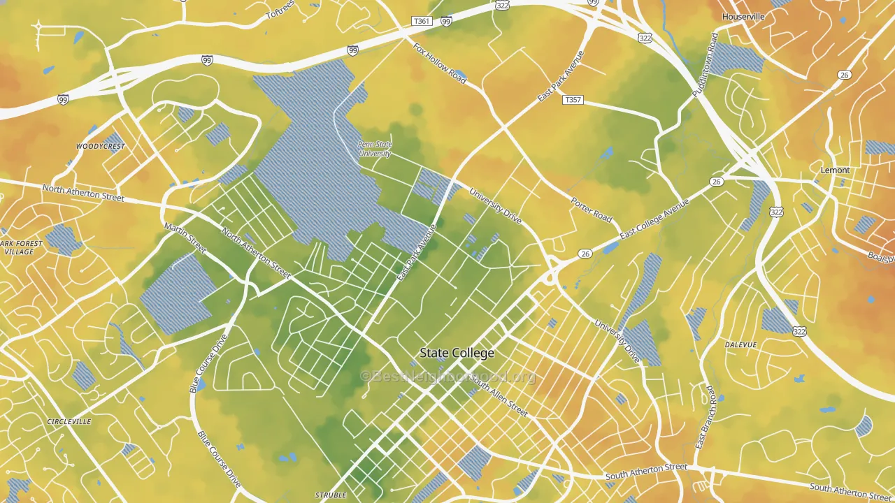 Bike Grade map of University Park, PA