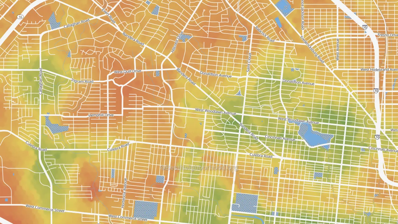 Bike Grade map of University Park-San Antonio, San Antonio, TX