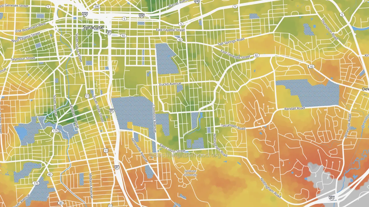 Bike Grade map of University-Syracuse, Syracuse, NY