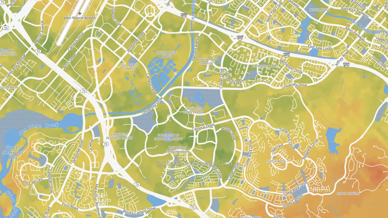 Bike Grade map of University Town Center, Irvine, CA