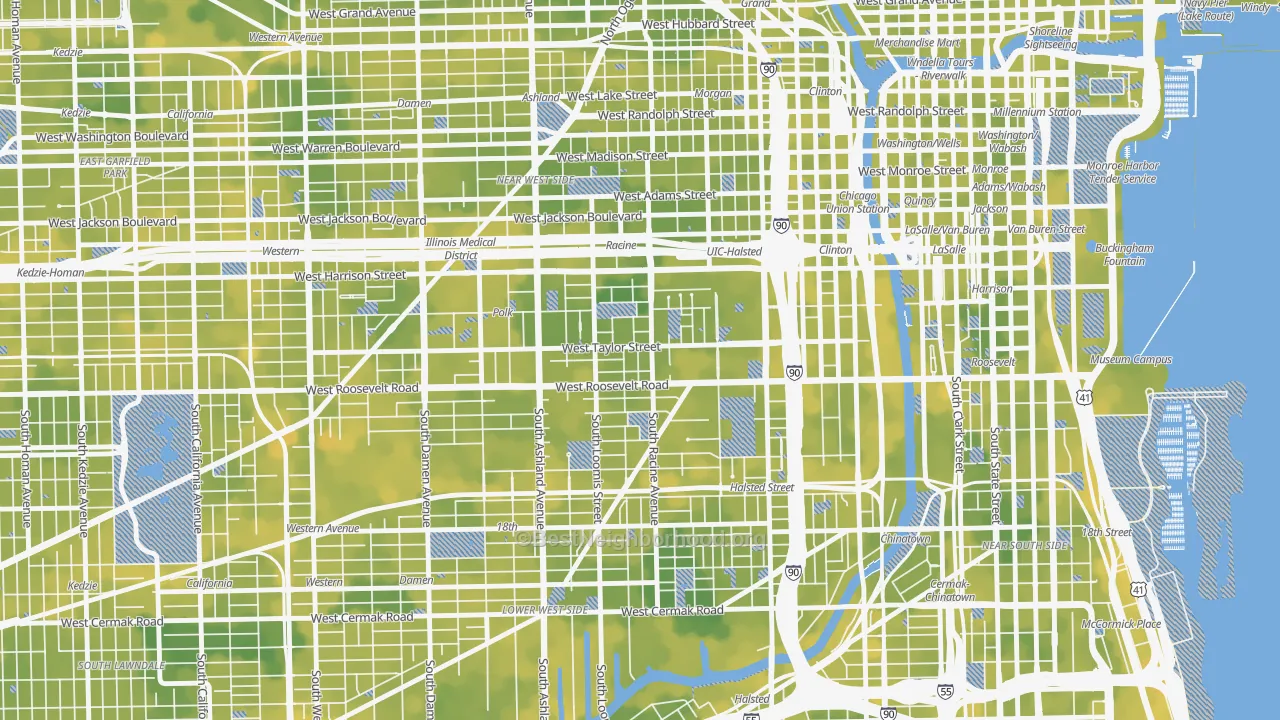 Bike Grade map of University Village, Chicago, IL