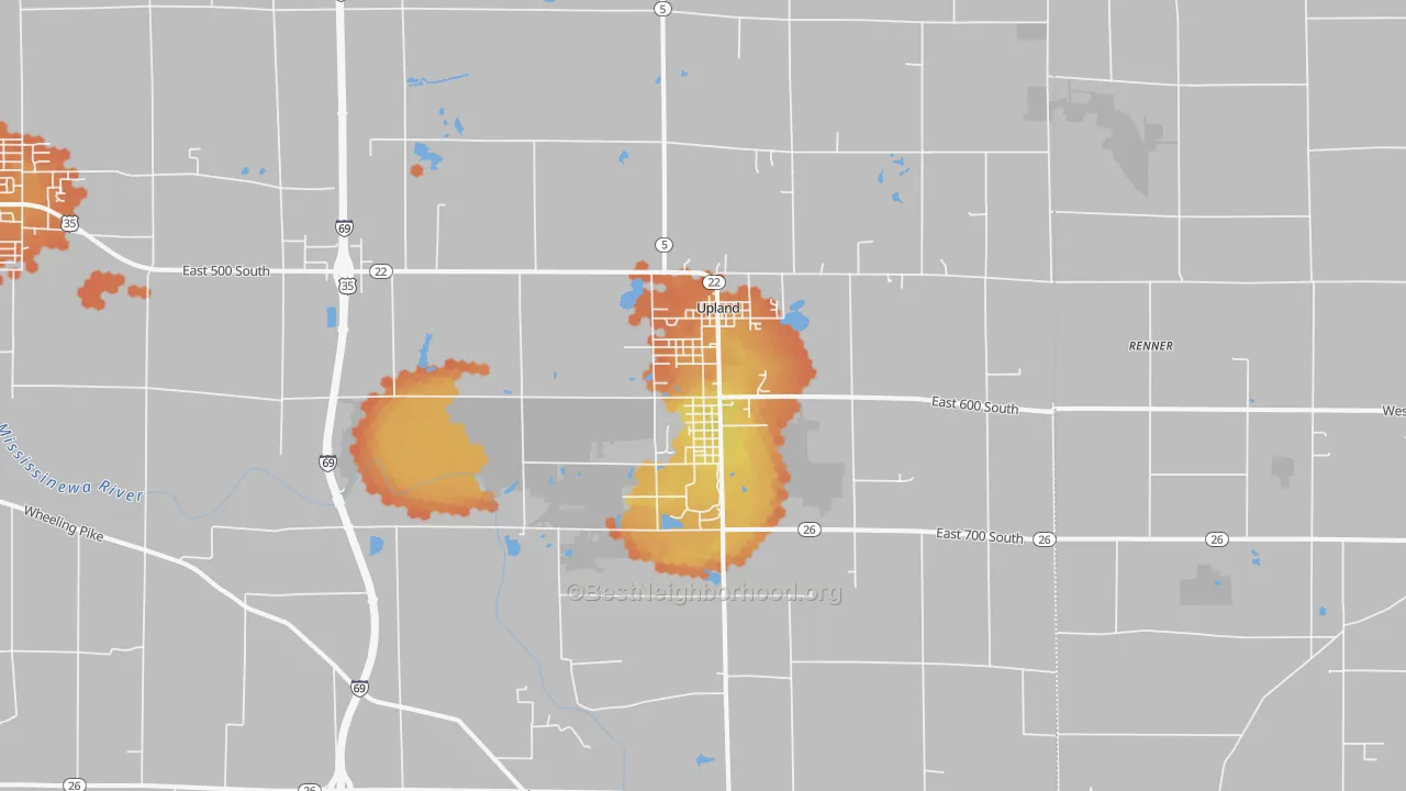 Bike Grade map of Upland, IN