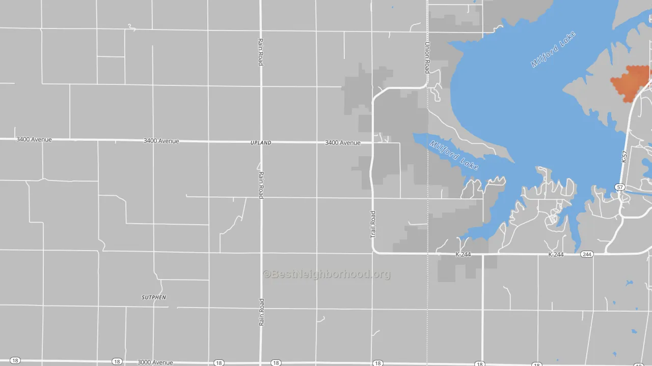 Bike Grade map of Upland, KS