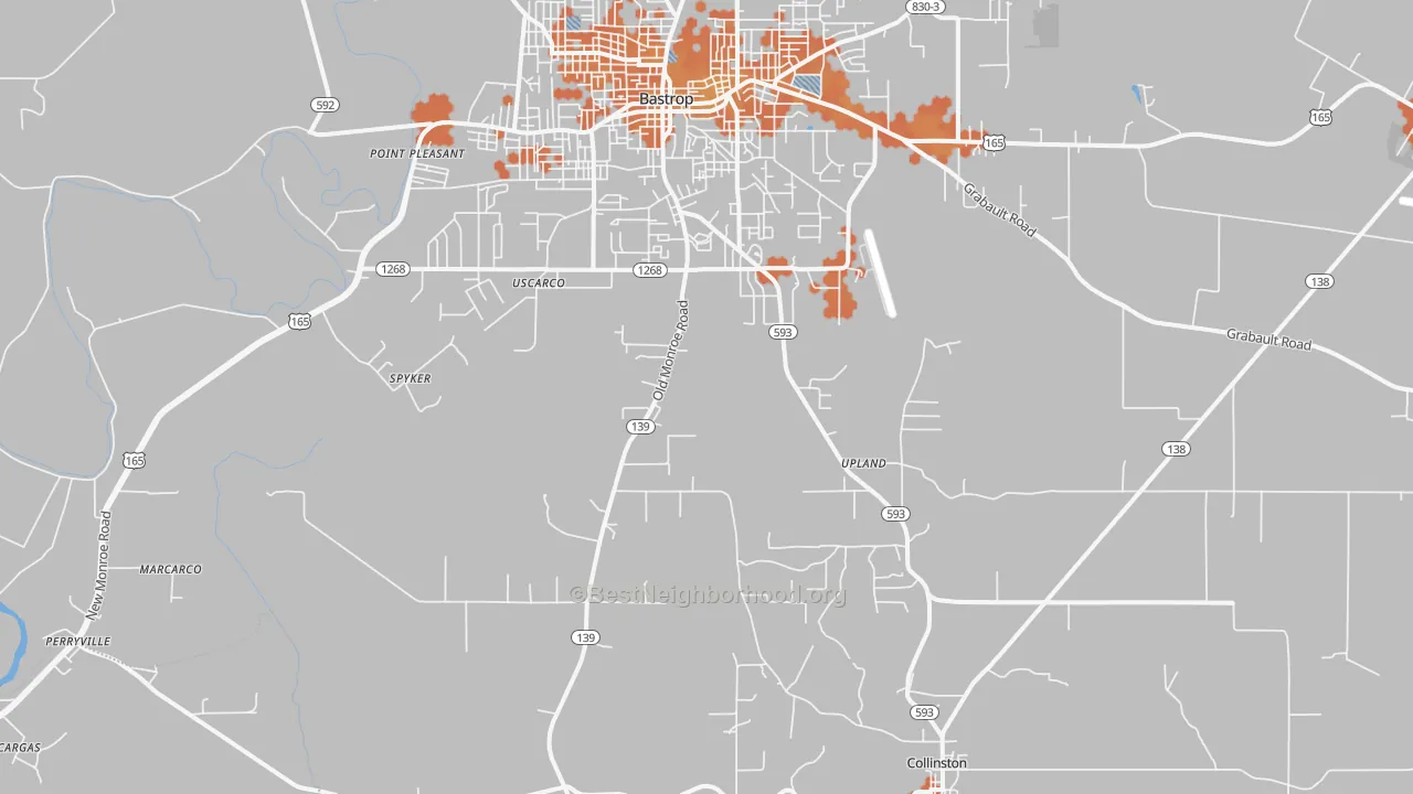 Bike Grade map of Upland, LA