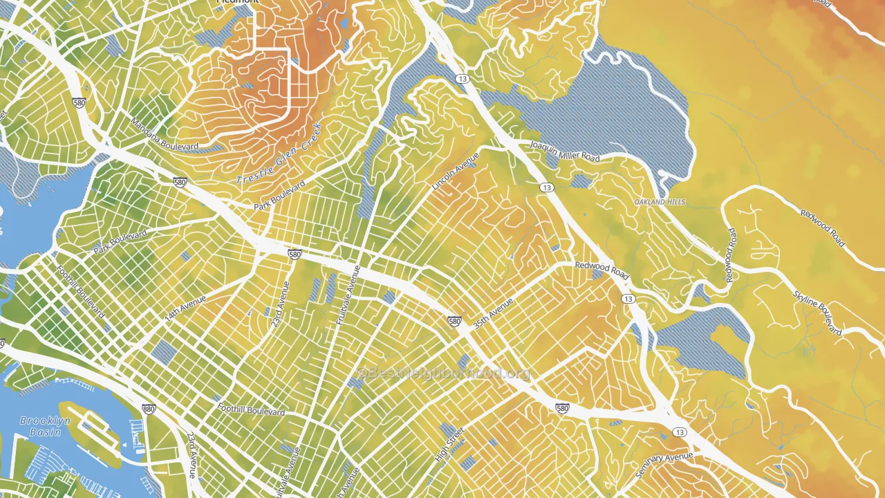Bike Grade map of Upper Dimond, Oakland, CA