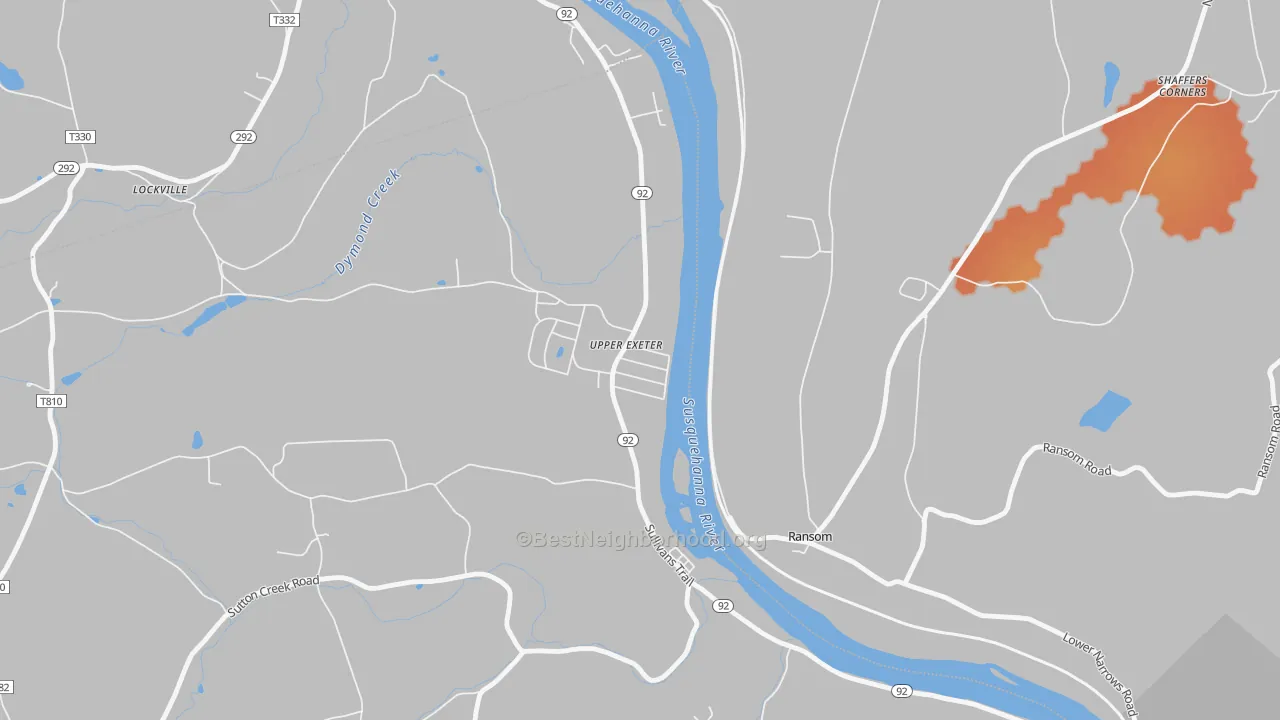 Bike Grade map of Upper Exeter, PA