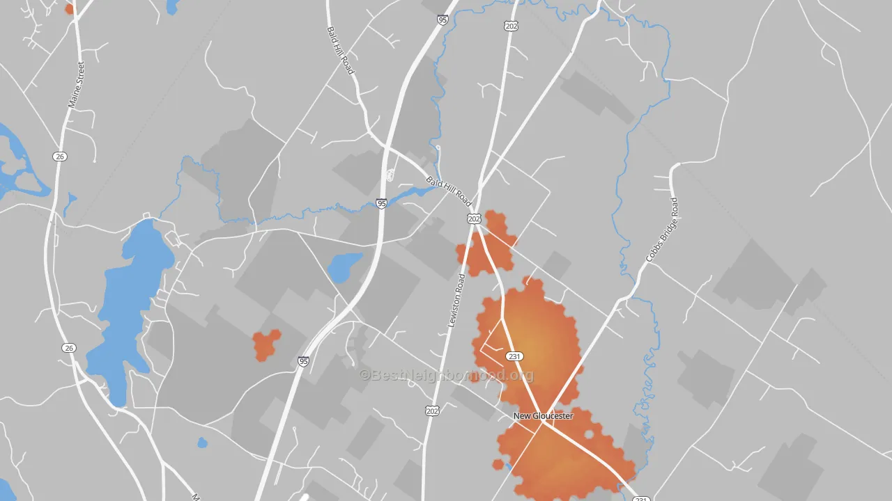 Bike Grade map of Upper Gloucester, ME