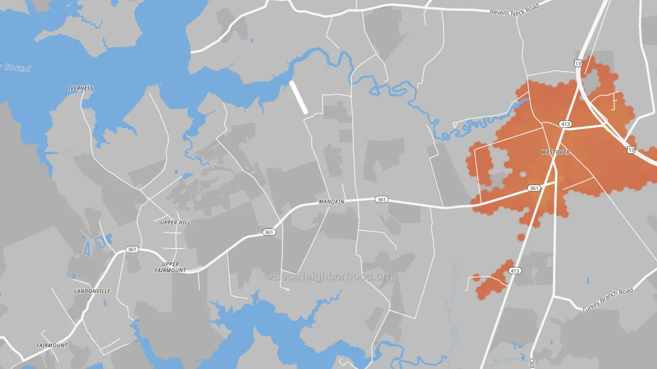 Bike Grade map of Upper Hill, MD