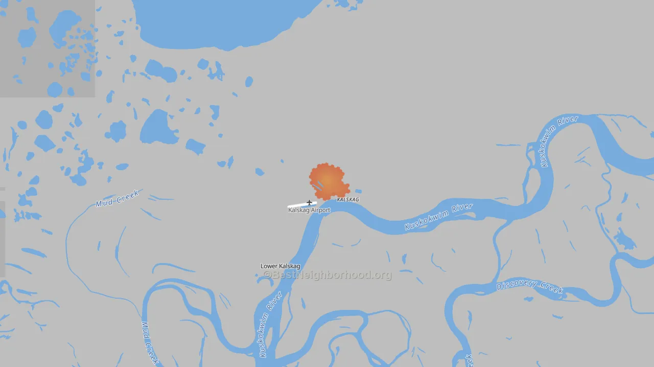 Bike Grade map of Upper Kalskag, AK